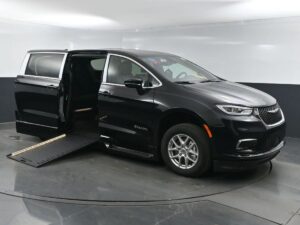 Black Chrysler Pacifica with BraunAbility Side Entry Automatic In Floor conversion