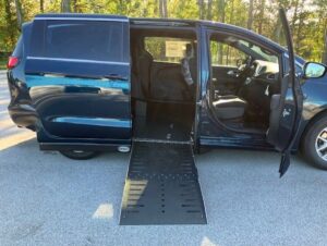 Blue Chrysler Pacifica with Driverge Side Entry Automatic Fold Out conversion