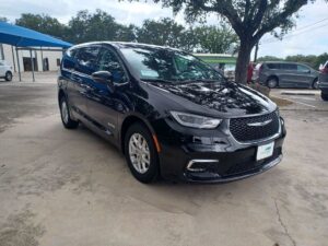 Black Chrysler Pacifica with Driverge Rear Entry Manual Fold Out conversion