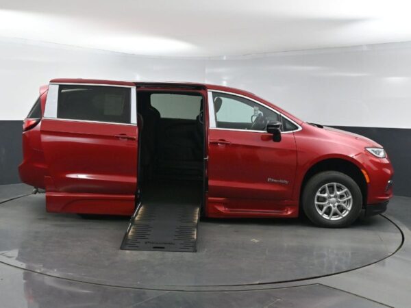 Red Chrysler Pacifica with BraunAbility Side Entry Automatic Fold Out conversion