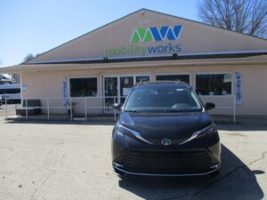 Black Toyota Sienna with Driverge Rear Entry Manual Fold Out conversion