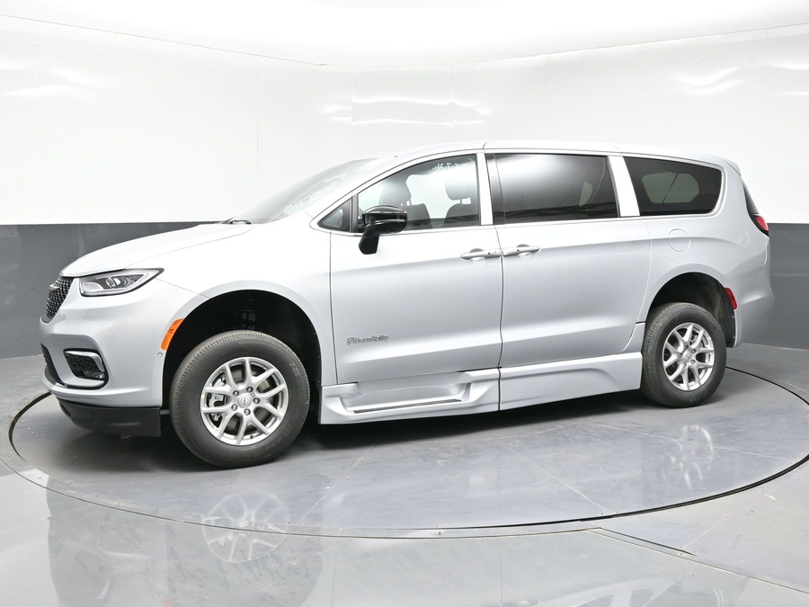 Silver Chrysler Pacifica with BraunAbility Side Entry Automatic Fold Out conversion