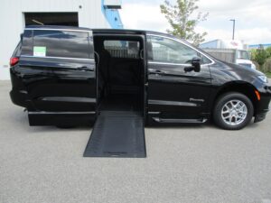 Black Chrysler Pacifica with BraunAbility Side Entry Automatic In Floor conversion