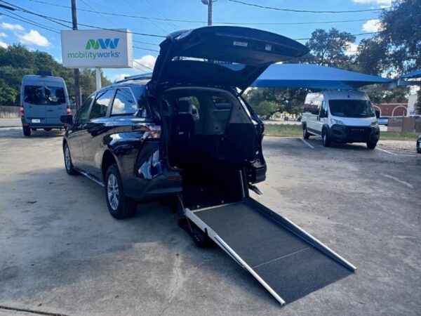 Blue Toyota Sienna with Driverge Rear Entry Manual Fold Out conversion