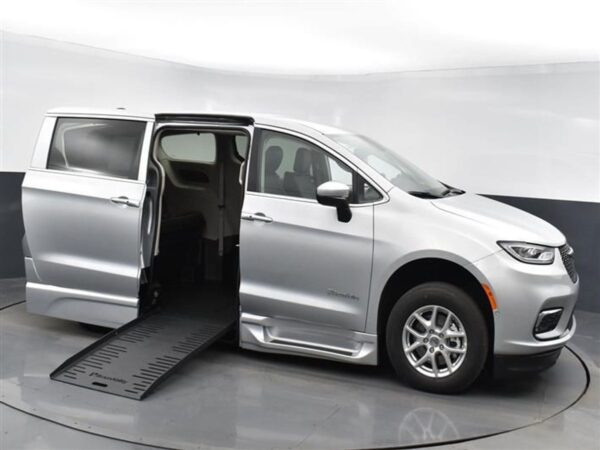Silver Chrysler Pacifica with BraunAbility Side Entry Automatic Fold Out conversion
