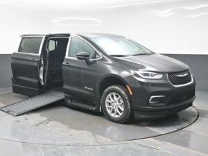 Black Chrysler Pacifica with BraunAbility Side Entry Automatic In Floor conversion