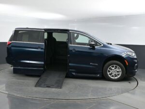 Blue Chrysler Pacifica with BraunAbility Side Entry Automatic Fold Out conversion