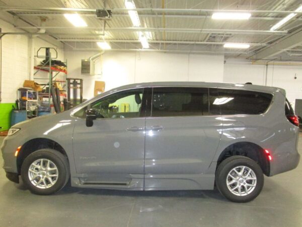 Grey Chrysler Pacifica with BraunAbility Side Entry Automatic Fold Out conversion