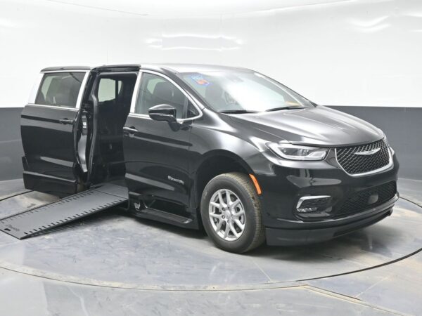 Black Chrysler Pacifica with BraunAbility Side Entry Automatic In Floor conversion
