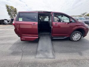 Red Toyota Sienna with Vantage Mobility Side Entry Automatic In Floor conversion