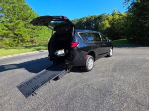 Black Chrysler Pacifica with BraunAbility Rear Entry Manual Fold Out conversion