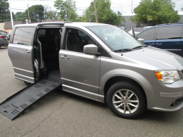 Silver Dodge Grand Caravan with BraunAbility Side Entry Manual Fold Out conversion