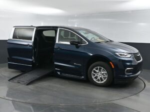 Blue Chrysler Pacifica with BraunAbility Side Entry Automatic Fold Out conversion