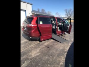 Red Toyota Sienna with Vantage Mobility Side Entry Automatic In Floor conversion