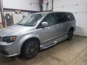 Silver Dodge Grand Caravan with Vantage Mobility Side Entry Automatic In Floor conversion