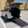 White Chrysler Voyager with BraunAbility Rear Entry Manual Fold Out conversion