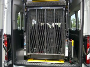White Ford Transit with Other Rear Entry Automatic Fold Out conversion