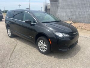Black Chrysler Voyager with BraunAbility Rear Entry Manual Fold Out conversion