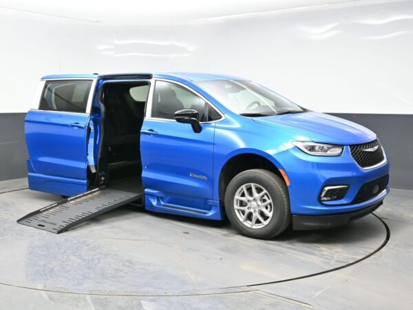 Blue Chrysler Pacifica with BraunAbility Side Entry Automatic Fold Out conversion