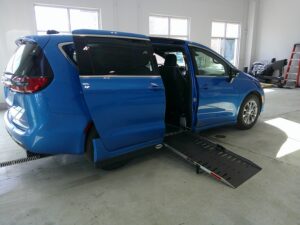 Blue Chrysler Pacifica with Driverge Side Entry Automatic Fold Out conversion