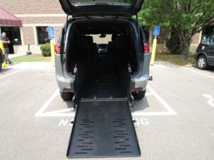 Grey Chrysler Pacifica with FR Conversions Rear Entry Manual Fold Out conversion