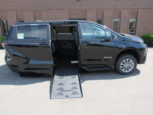 Black Toyota Sienna with BraunAbility Side Entry Automatic Fold Out conversion