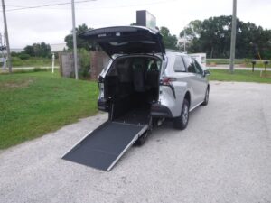 Silver Toyota Sienna with Driverge Rear Entry Manual Fold Out conversion