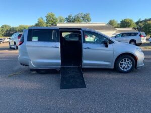 Silver Chrysler Pacifica with Driverge Side Entry Automatic Fold Out conversion