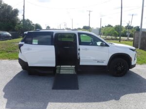 White Chevrolet Traverse with BraunAbility Side Entry Automatic In Floor conversion
