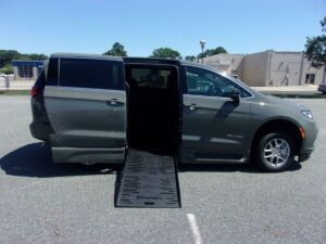 Grey Chrysler Pacifica with BraunAbility Side Entry Automatic Fold Out conversion