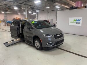 Grey Chrysler Pacifica with BraunAbility Side Entry Automatic Fold Out conversion