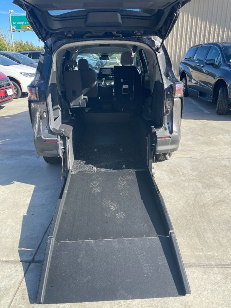 Grey Toyota Sienna with Driverge Rear Entry Manual Fold Out conversion