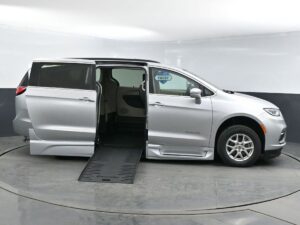 Silver Chrysler Pacifica with BraunAbility Side Entry Automatic Fold Out conversion