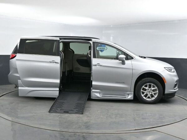 Silver Chrysler Pacifica with BraunAbility Side Entry Automatic Fold Out conversion