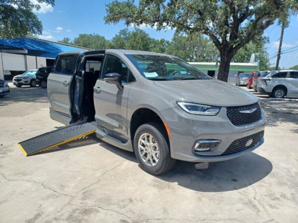 Grey Chrysler Pacifica with Driverge Side Entry Automatic Fold Out conversion