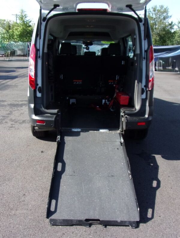 White Ford Transit Connect with Driverge Rear Entry Manual Fold Out conversion