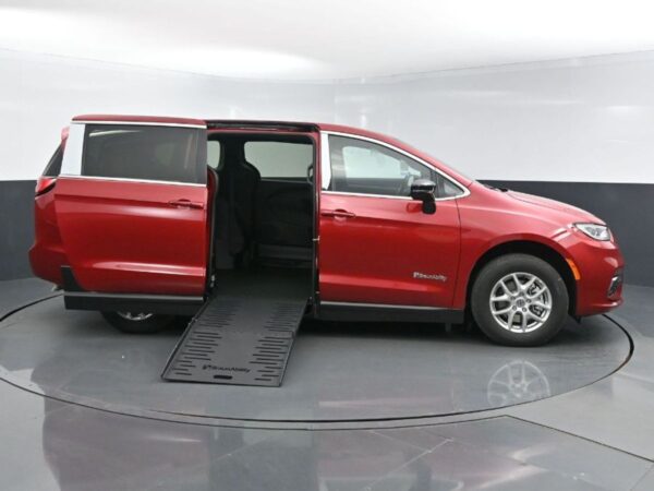 Red Chrysler Pacifica with BraunAbility Side Entry Manual Fold Out conversion