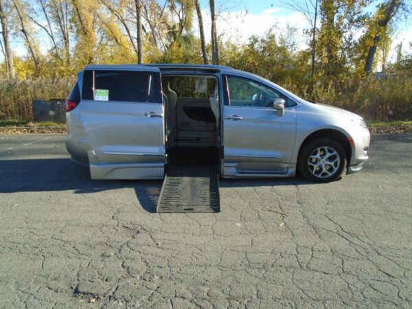 Silver Chrysler Pacifica with BraunAbility Side Entry Automatic Fold Out conversion