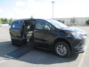 Black Toyota Sienna with BraunAbility Side Entry Automatic In Floor conversion