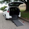 White Chrysler Pacifica with Driverge Rear Entry Manual Fold Out conversion