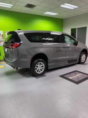 Grey Chrysler Pacifica with BraunAbility Side Entry Automatic Fold Out conversion
