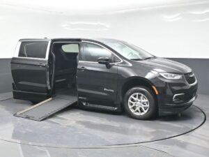 Black Chrysler Pacifica with BraunAbility Side Entry Automatic In Floor conversion