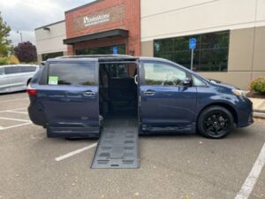 Blue Toyota Sienna with BraunAbility Side Entry Automatic Fold Out conversion