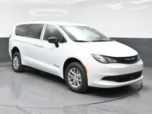 White Chrysler Voyager with BraunAbility Rear Entry Manual Fold Out conversion
