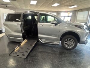 Silver Toyota Sienna with BraunAbility Side Entry Automatic Fold Out conversion