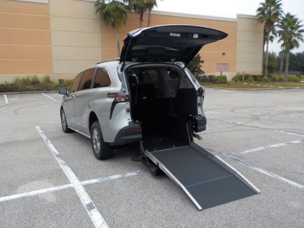 Silver Toyota Sienna with Driverge Rear Entry Manual Fold Out conversion