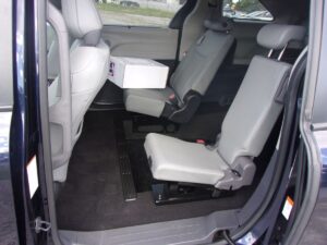 Blue Toyota Sienna with Driverge Rear Entry Manual Fold Out conversion