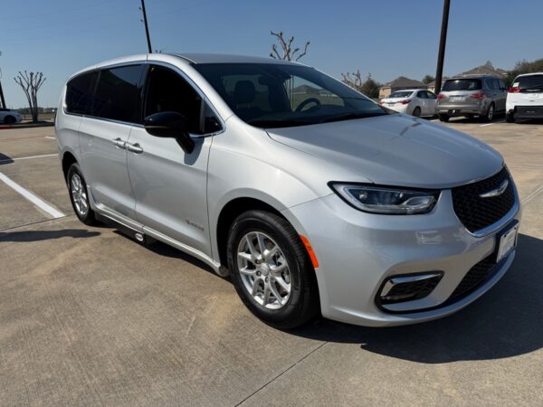 Silver Chrysler Pacifica with Driverge Side Entry Automatic Fold Out conversion