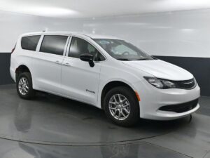 White Chrysler Voyager with BraunAbility Rear Entry Manual Fold Out conversion