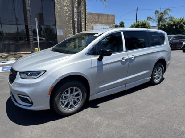 Silver Chrysler Pacifica with BraunAbility Side Entry Automatic Fold Out conversion
